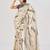 Off white satin silk elegant printed saree with unstitched blouse