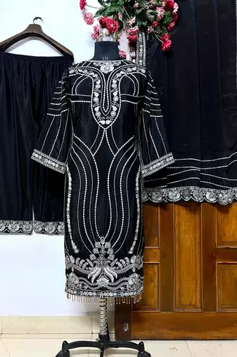 black georgette embroidered salwar suit