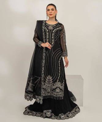 black georgette embroidered salwar suit 4
