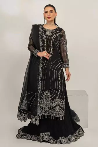 black georgette embroidered salwar suit