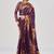Wine satin silk elegant printed saree with unstitched blouse
