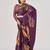 Wine satin silk elegant printed saree with unstitched blouse