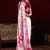 Baby pink satin silk floral printed with pearl lace saree with unstitched blouse