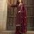 Wine sharara suit with gold zari detail