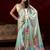 Pista satin silk floral printed with pearl lace saree with unstitched blouse