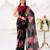 Black floral print with lace border work chiffon saree & unstitched blouse