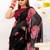 Black floral print with lace border work chiffon saree & unstitched blouse