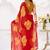 Red floral print with lace border work chiffon saree & unstitched blouse