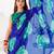 Royal blue floral print with lace border work chiffon saree & unstitched blouse
