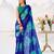 Royal blue floral print with lace border work chiffon saree & unstitched blouse