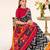 Black tussar silk zigzag waves printed saree with unstitched blouse