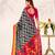 Black tussar silk zigzag waves printed saree with unstitched blouse