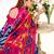 Blue tussar silk zigzag waves printed saree with unstitched blouse