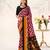 Maroon tussar silk zigzag waves printed saree with unstitched blouse