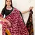 Maroon tussar silk zigzag waves printed saree with unstitched blouse