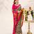Mehendi tussar silk zigzag waves printed saree with unstitched blouse
