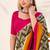 Mehendi tussar silk zigzag waves printed saree with unstitched blouse