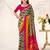 Mehendi tussar silk zigzag waves printed saree with unstitched blouse