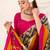 Mehendi tussar silk zigzag waves printed saree with unstitched blouse