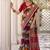 Maroon viscose chanderi printed with temple border saree & unstitched blouse