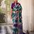 Purple viscose chanderi printed with temple border saree & unstitched blouse