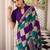 Purple viscose chanderi printed with temple border saree & unstitched blouse