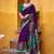 Purple viscose chanderi kalamkari print with zari working saree & unstitched blouse