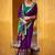 Purple viscose chanderi kalamkari print with zari working saree & unstitched blouse