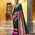 Green printed with zari weaving work poly cotton saree & unstitched blouse