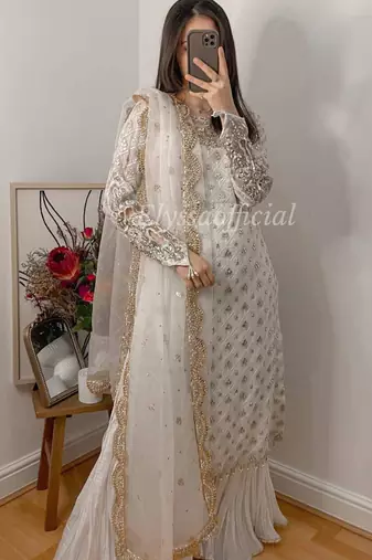 ethereal white georgette suit 