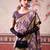 Lavender tussa silk printed with viscose border saree & unstitched blouse