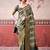 Mehendi tussa silk printed with viscose border saree & unstitched blouse