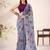 Grey lurex brasso floral printed saree with unstitched blouse