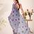 Grey lurex brasso floral printed saree with unstitched blouse