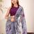 Grey lurex brasso floral printed saree with unstitched blouse