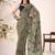 Mehendi lurex brasso floral printed saree with unstitched blouse