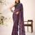 Wine lurex brasso floral printed saree with unstitched blouse