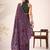 Wine lurex brasso floral printed saree with unstitched blouse