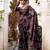 Wine lurex brasso floral printed saree with unstitched blouse