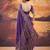 Purple crepe printed saree with unstitched blouse