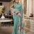 Green spectacular georgette printed with pearl lace saree with unstitched blouse