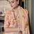 Peach spectacular georgette printed with pearl lace saree with unstitched blouse