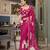 Pink spectacular georgette printed with pearl lace saree with unstitched blouse