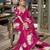Pink spectacular georgette printed with pearl lace saree with unstitched blouse