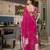 Pink spectacular georgette printed with pearl lace saree with unstitched blouse