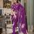 Purple spectacular georgette printed with pearl lace saree with unstitched blouse