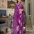Purple spectacular georgette printed with pearl lace saree with unstitched blouse