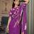 Purple spectacular georgette printed with pearl lace saree with unstitched blouse