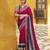 Pink printed with zari weaving work poly cotton saree & unstitched blouse