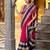 Pink printed with zari weaving work poly cotton saree & unstitched blouse